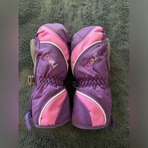HEAD JR SNOW SKI MITTEN GLOVE in purple and gray size XS